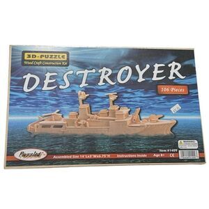 Puzzled 3D Puzzle Toy Boat Wood Craft Construction Kit Destroyer Kids - Sealed